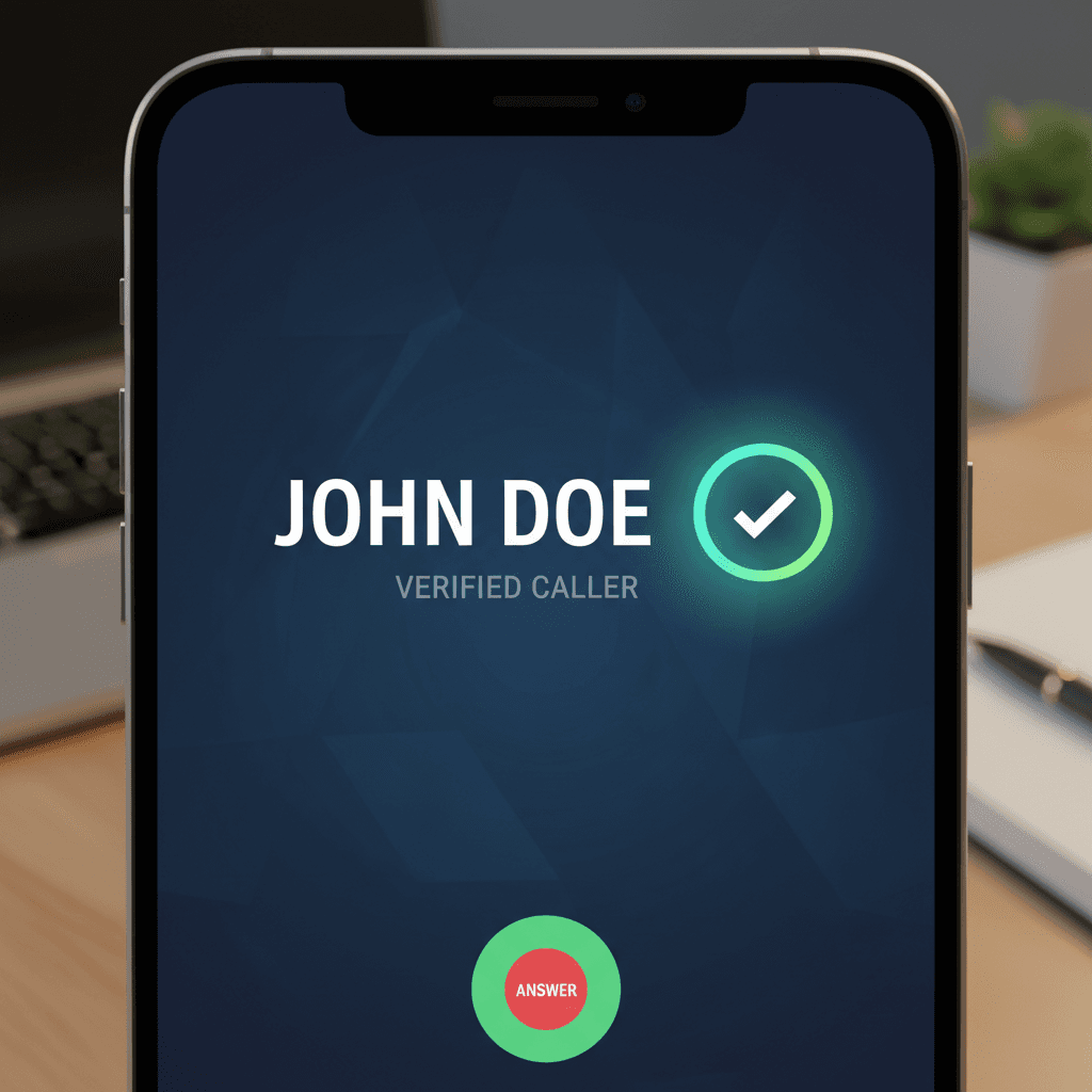 Verified caller badge on incoming call screen