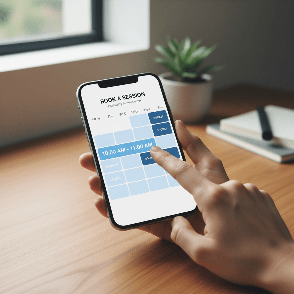 Mobile calendar showing available call time slots